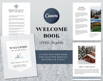 Cabin Welcome Book Template for Canva | Vacation Rental Info | Real Estate | Mountain Airbnb | Lake House Guidebook | Guest Check-in Book