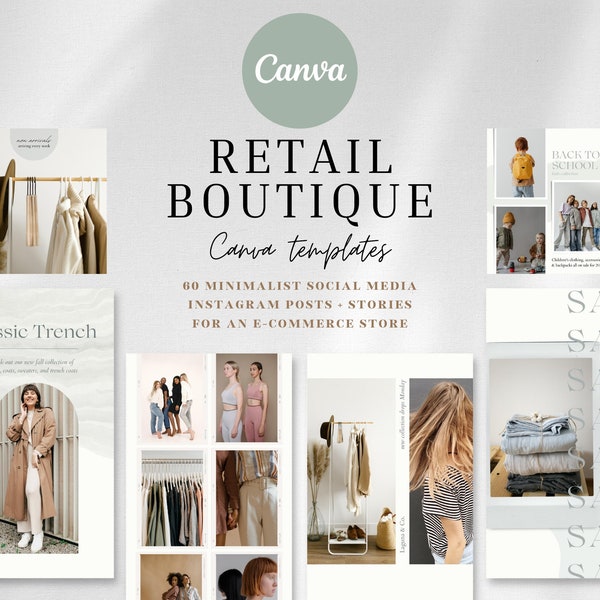 Boutique Store Social Media Templates for Instagram | Modern Retail | Luxury Editable Branding | Blogger & Influencer Marketing Templates