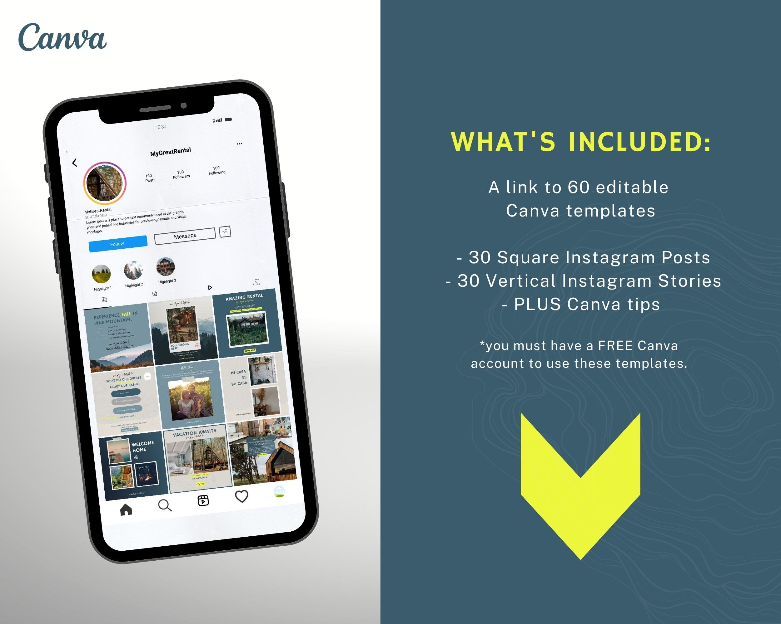 Modern Cabin Airbnb Social Media Template Bundle | Lake Vacation Rental ...