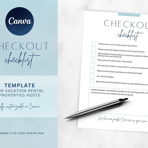 Vacation Rental Checklist.pdf Printable Vacation Checklist - Etsy