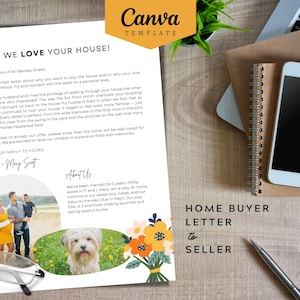 Carta amistosa de "Me encanta tu casa" para el vendedor / Carta de propuesta inmobiliaria para el hogar / Carta de oferta para el comprador / Plantilla Canva / Carta de compra de vivienda