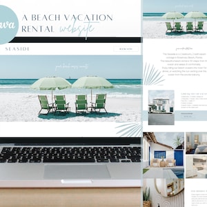 Seaside Beach Vacation Rental Website Template | Canva One Page Website | Airbnb VRBO Host Website Template | Beach Holiday Rental Marketing