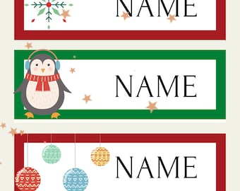 EDITABLE Christmas Name Tags Printable Classroom Nametags Elementary School Name  Tags Teacher Printable Classroom Labels 