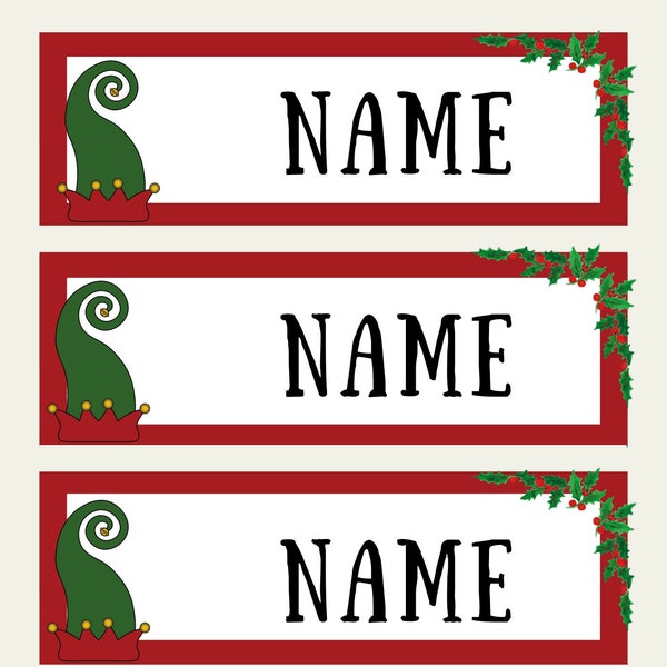 EDITABLE Christmas Name Tags | Printable Classroom Nametags | Elementary School Name Tags | Teacher Printable | Classroom Labels Elf