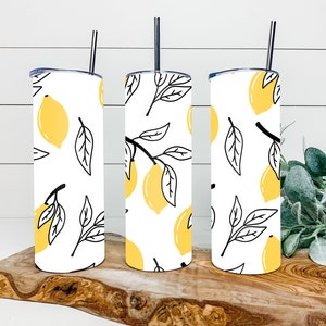 Lemons Tumbler Sublimation Designs PNG, Lemon Tumbler Wrap PNG, Lemon PNG, 20 oz Skinny Tumbler Design, Lemon pattern