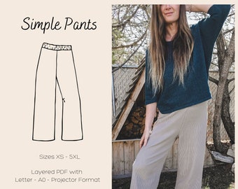 Naaipatroon gebreide broek wijde pijpen: beginnersvriendelijk, elastische taille (pdf)