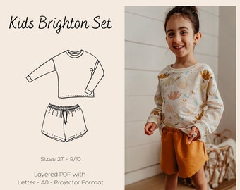 Naaipatroon kinderloungeset: Brighton T-shirt en short (pdf)