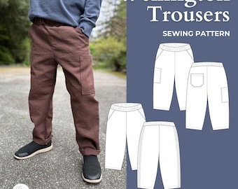 Kids Wellington Trousers Sewing Pattern - Relaxed Elastic Waist Pants (PDF Pattern)