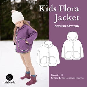 Kids Flora Jacket Sewing Pattern - Digital PDF - Size 2-12 - Quilted Jacket - Beginner Friendly Instructions