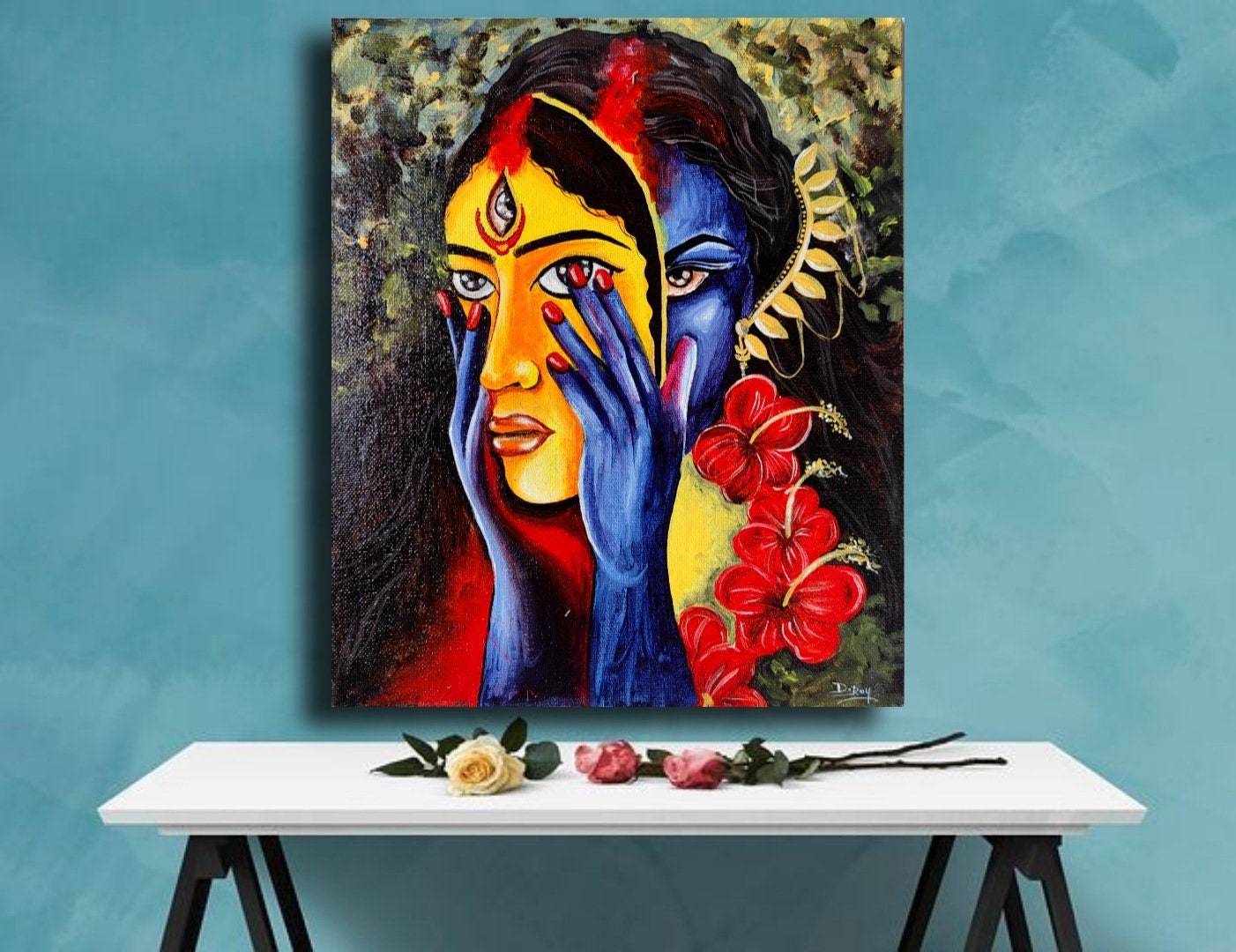 Maa Kali | Oil Pastel Color | Painting by Sanju Basu | Exotic India Art-vachngandaiphat.com.vn