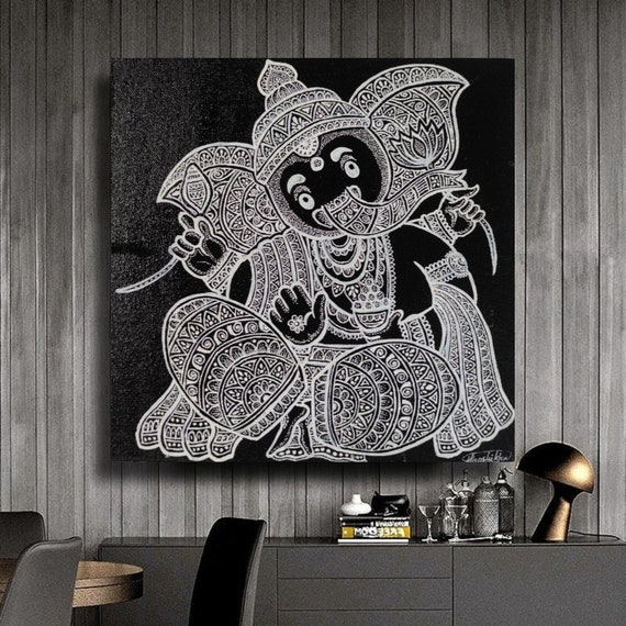 Mandala Art of Ganesha Acrylic Painting in Canvas Board Etsy India