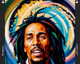 Bob Marley Canvas Print, Reggae Musician Portrait, Vibrant Jamaican Art, Music Room Decor