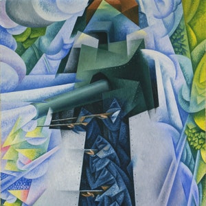 Gino Severini-Armored Train İn Action-1915.It is a high quality canvas print.