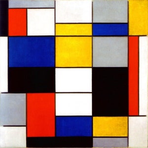 Composition A By Piet Mondrian .It is a high quality canvas print.