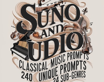 SUNO & UDIO - 240 Prompts for Classical Music - 24 Sub-genres - AI Music Prompts