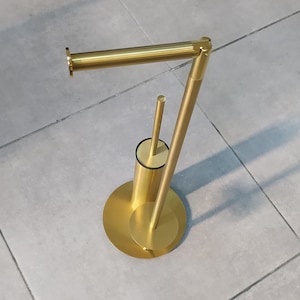 Porta carta igienica da appoggio e distributore per bagno con scopino per WC, ripiano porta rotolo di carta igienica in acciaio inox