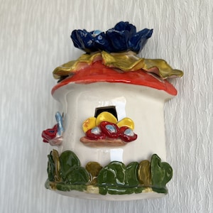 Tea Light Candle Holder Ceramic Wall Hanging Blue big Flower -Unique Candle Holder - Handmade Home Accessories Wall Decorations