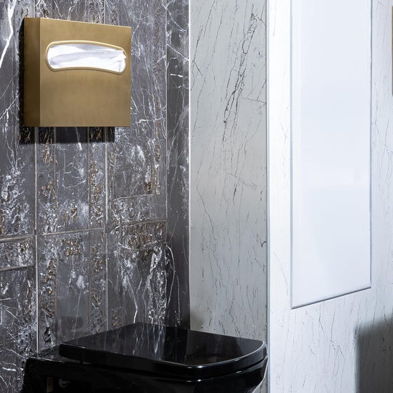 Wall Mounted Toilet Seat Cover Holder Gold | Stainless Steel Hotel Restroom Dispenser | Public Bathroom Accessory