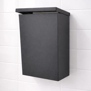Cestino per rifiuti da bagno a parete in acciaio inossidabile nero opaco / Cestino antiruggine / Uso in bagni commerciali e alberghieri