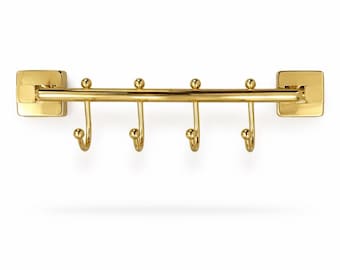 Wall Mounted Brass Hook Rack Bathroom Towel and Robe Holder with Multiple Hooks SUS304 Stainless Steel Modern Bathroom Hardware