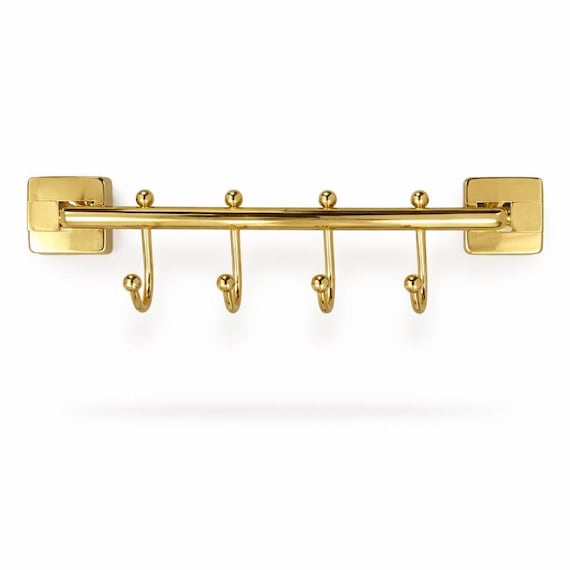 Wall Mounted Brass Hook Rack Bathroom Towel and Robe Holder with Multiple Hooks SUS304 Stainless Steel Modern Bathroom Hardware