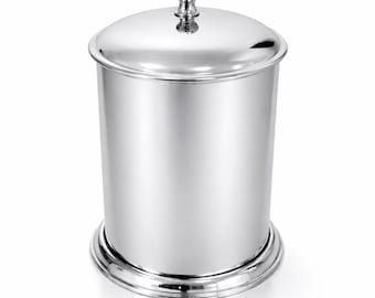 Chrome Polished Stainless Steel Waste Bin – Luxury Bathroom Trash Can with Lid – Modern Hotel & Home Decor – Rust Proof