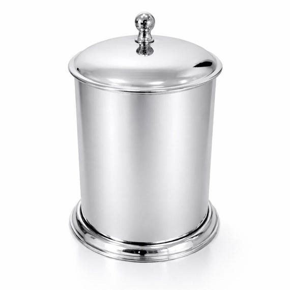 Chrome Polished Stainless Steel Waste Bin – Luxury Bathroom Trash Can with Lid – Modern Hotel & Home Decor – Rust Proof