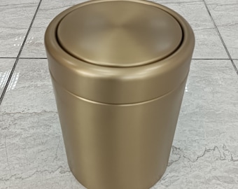 Swing Lid Waste Bin GOLD BRUSHED Luxury Stainless Steel, Waste Receptacle,Abfalleimer mit Schwingdeckel,Poubelle à couvercle basculant