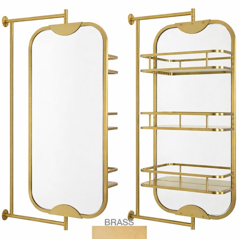 miroir avec rangements, miroir maquillage mural, miroir étagère, miroir en acier inoxydable, miroir mural rose, miroir haut de gamme, miroir salle de bain avec étagère, miroir tournant avec espace de rangement, miroir mural pratique, miroir décoratif moderne, Specchio da parete girevole 360° con ripiani, specchio bagno di lusso, specchio oro, specchio trucco a parete, specchio moderno con mensole,specchio design rotante, specchio a parete nero opaco, specchio vintage oro,specchio con contenitore