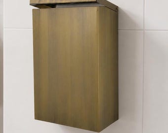 Antique Gold Wall Mounted Bathroom Trash Can | Luxury Rust-Proof Waste Bin | Commercial & Hotel Restroom Use