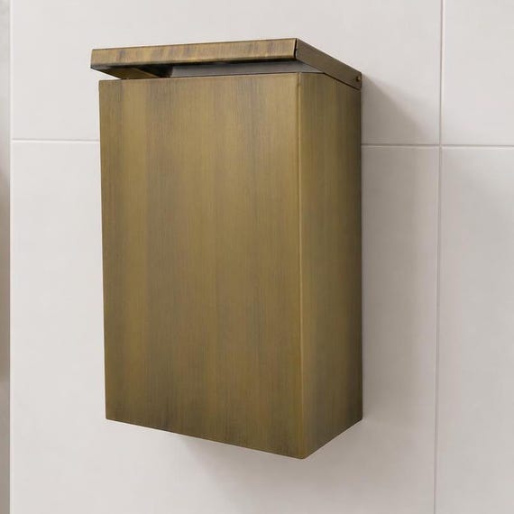 Antique Gold Wall Mounted Bathroom Trash Can | Luxury Rust-Proof Waste Bin | Commercial & Hotel Restroom Use