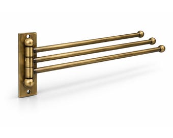Antique Brass Stainless Steel Swivel Towel Rack – Single, 2 & 3 Arm Rotating Wall Towel Holder – Classic Luxury Bathroom Decor