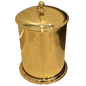 Gold Polished Stainless Steel Waste Bin with Lid - Luxury Bathroom Trash Can