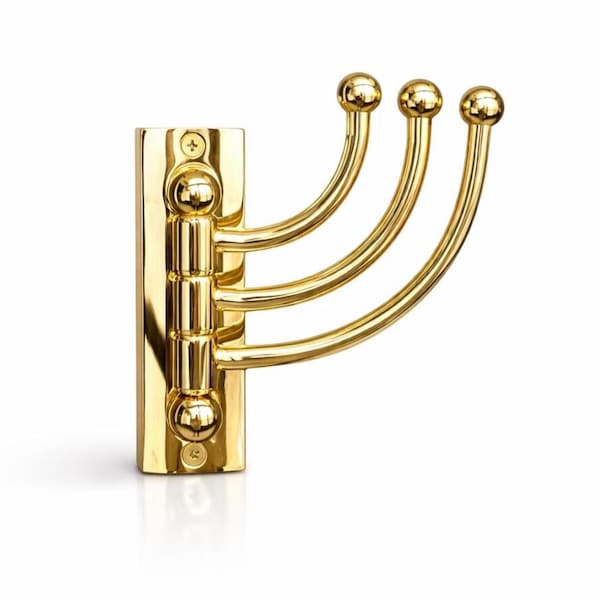 2-3-4 Arm Swivel Wall Hook - Gold Black Chrome Brass – Luxury Stainless Steel Rotating Towel and Robe Holder for Bathroom & Entryway
