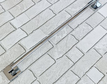 Chrome Polished Stainless Steel Wall-Mounted Towel Bar 12.5'' 16.5'' 20.5'' Square Detail Exclusive Colors Heavy-Duty for Modern Bathrooms