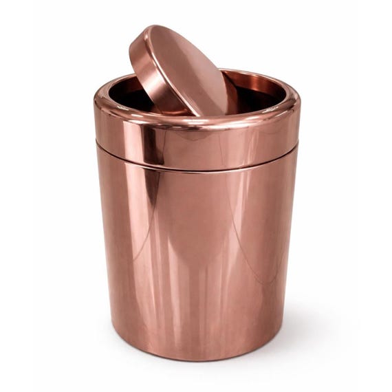 Rose Gold Stainless Steel Bathroom Swing Lid Trash Can | Luxury Waste Bin | Rust-Proof Floor Use | Hotel & Commercial Grade