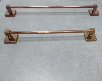 Rose Stainless Steel Wall-Mounted Towel Bar 12.5'' 16.5'' 20.5'' Length Square Detail with Exclusive Colors Heavy-Duty for Modern Bathrooms