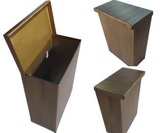 Wall-Mounted Waste Bin GOLD ANTIQUE, Space-Saving  Hygiene Receptacle Sanitary Napkin Disposal Multi-Purpose for Kitchen Bathroom Garage Bin