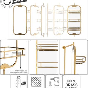 360 Rotating Wall Mirror with Shelf – Luxury Stainless Steel Bathroom Vanity Makeup Mirror – BRASS/Gold/Chrome/Black/Antique Finish Options image 19