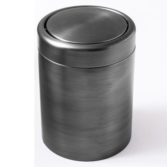 Antique Stainless Steel Swing Lid Trash Can - byBade Luxury Waste Bin