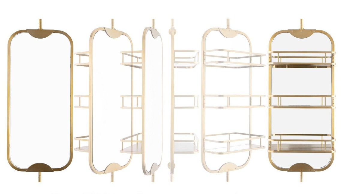 Swivel Mirror With Shelves Rotating Mirror With Storage Swivel Vanity