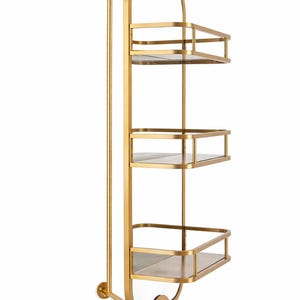 360 Rotating Wall Mirror with Shelf – Luxury Stainless Steel Bathroom Vanity Makeup Mirror – BRASS/Gold/Chrome/Black/Antique Finish Options image 4