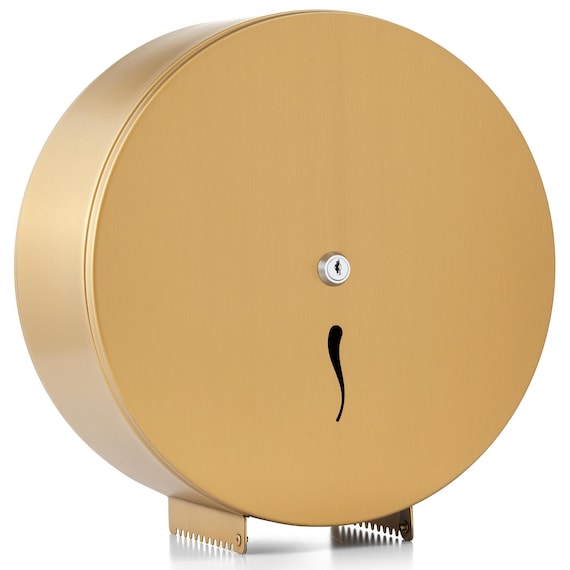 Gold Stainless Steel Toilet Paper Dispenser | Lockable Wall Mounted Tissue Holder | Heavy Duty Commercial & Hotel Use