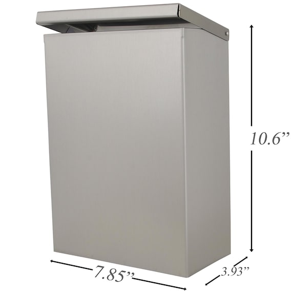 Stainless Steel Wall Mounted Bathroom Trash Can | Brushed Rust-Proof Waste Bin | Commercial & Hotel Restroom Use