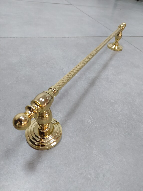 Handmade Twisted 18" Towel Bar: Brass Bathroom Rack