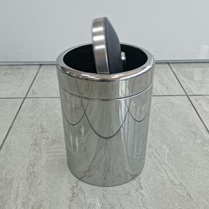 Swing Lid Waste Bin CHROME POLISHED Luxury Stainless Steel, Waste Receptacle,Abfalleimer mit Schwingdeckel,Poubelle à couvercle basculant