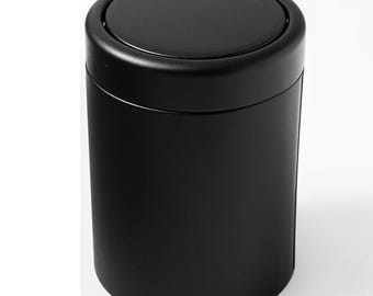 Swing Lid Waste Bin BLACK Luxury Stainless Steel, Waste Receptacle,Abfalleimer mit Schwingdeckel,Poubelle à couvercle basculant