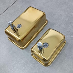 GOLD Commercial Soap Dispenser for Public Restrooms, Stainless Steel Wall Mounted Seifenspender zur Wandmontage, Distributeur de savon mural
