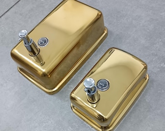 GOLD Commercial Soap Dispenser for Public Restrooms, Stainless Steel Wall Mounted Seifenspender zur Wandmontage, Distributeur de savon mural