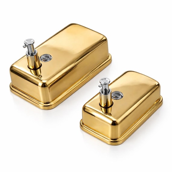 Gold Polished Stainless Steel Wall Mounted Soap Dispenser, 500-1000 ML Options, Luxury Bathroom Kitchen Liquid Soap Pump, Rust Proof Metal